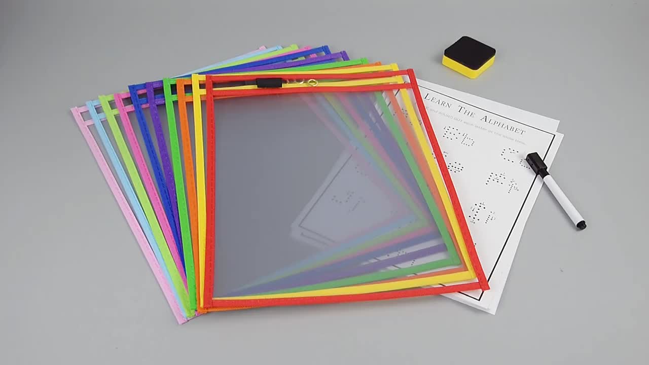 3pcs A4 Kids Dry Erase Doodle File Bags