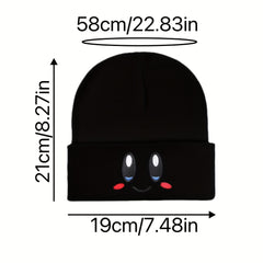 Anime Smiling Embroidery Beanie Hat Cute Lightweight Warm Ski Hats