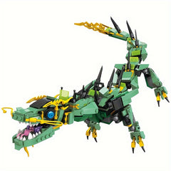 Green Chinese Dragon Building Blocks Set Educational ABS Construction Toy Animal