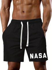 NASA Print Men's Drawstring Waistband Shorts Summer Clothing