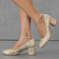 Chunky High Heels Ankle Strap Pumps Women's Footwear