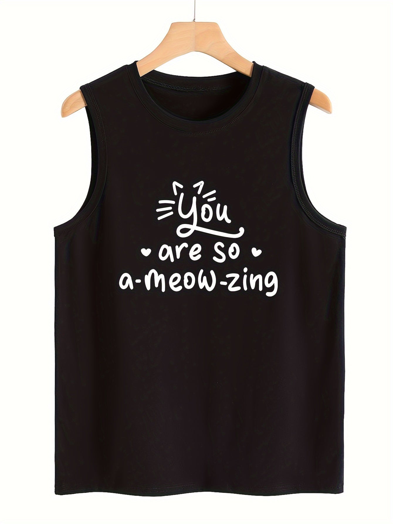 Heart & Letter Print Sleeveless Sports Vest Casual Tops