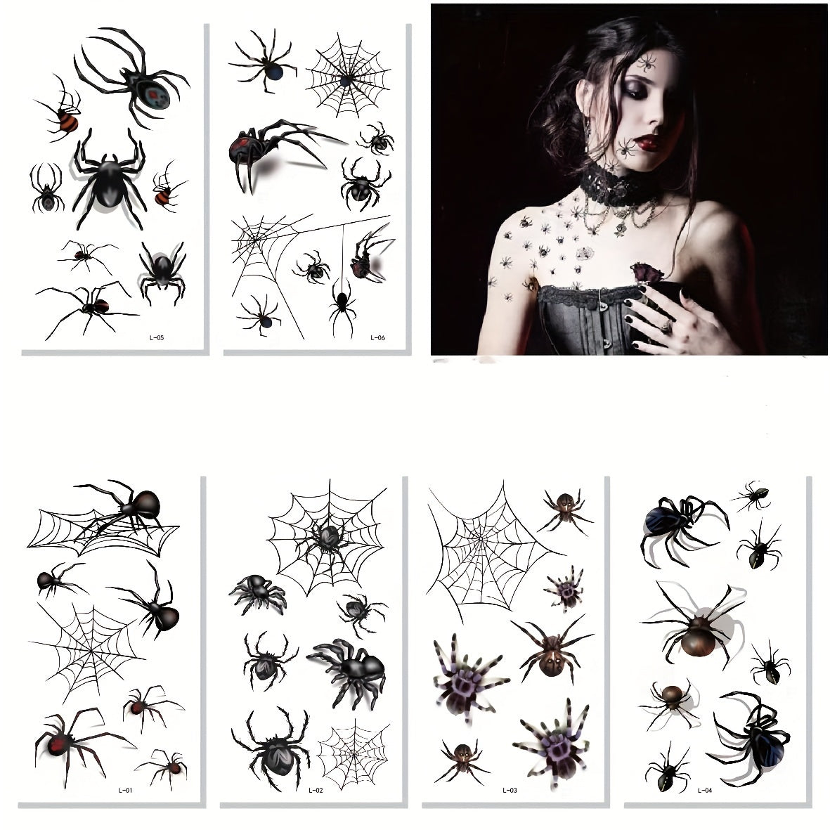 3D Spider Web Stickers - Halloween Spider Tattoo
