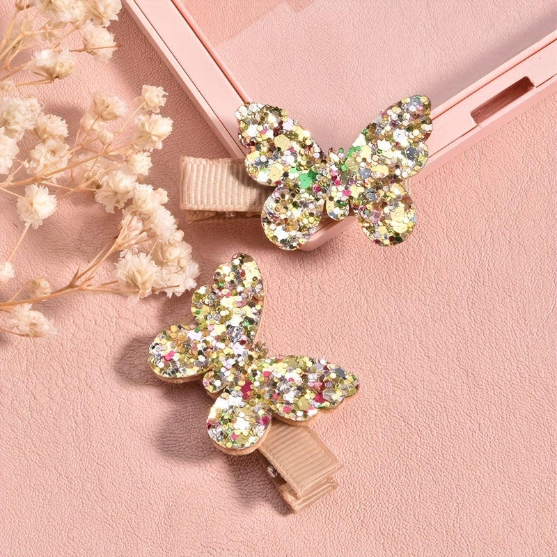 Girls Glitter Butterfly Hair Clip Set - Party Princess Hair Accessories