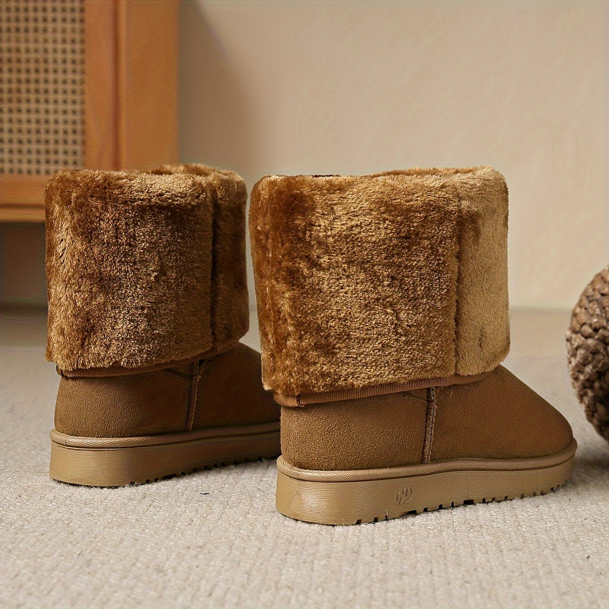 Women's Faux Fur Lined Mid Calf Boots Warm Winter Booties