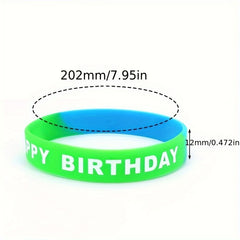8PCS Happy Birthday Rainbow Silicone Bracelet Wristband