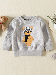 2pcs Kids Bear Embroidered Sweater Set