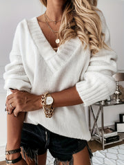 Sweater Women's V Neck Pullover Jumper