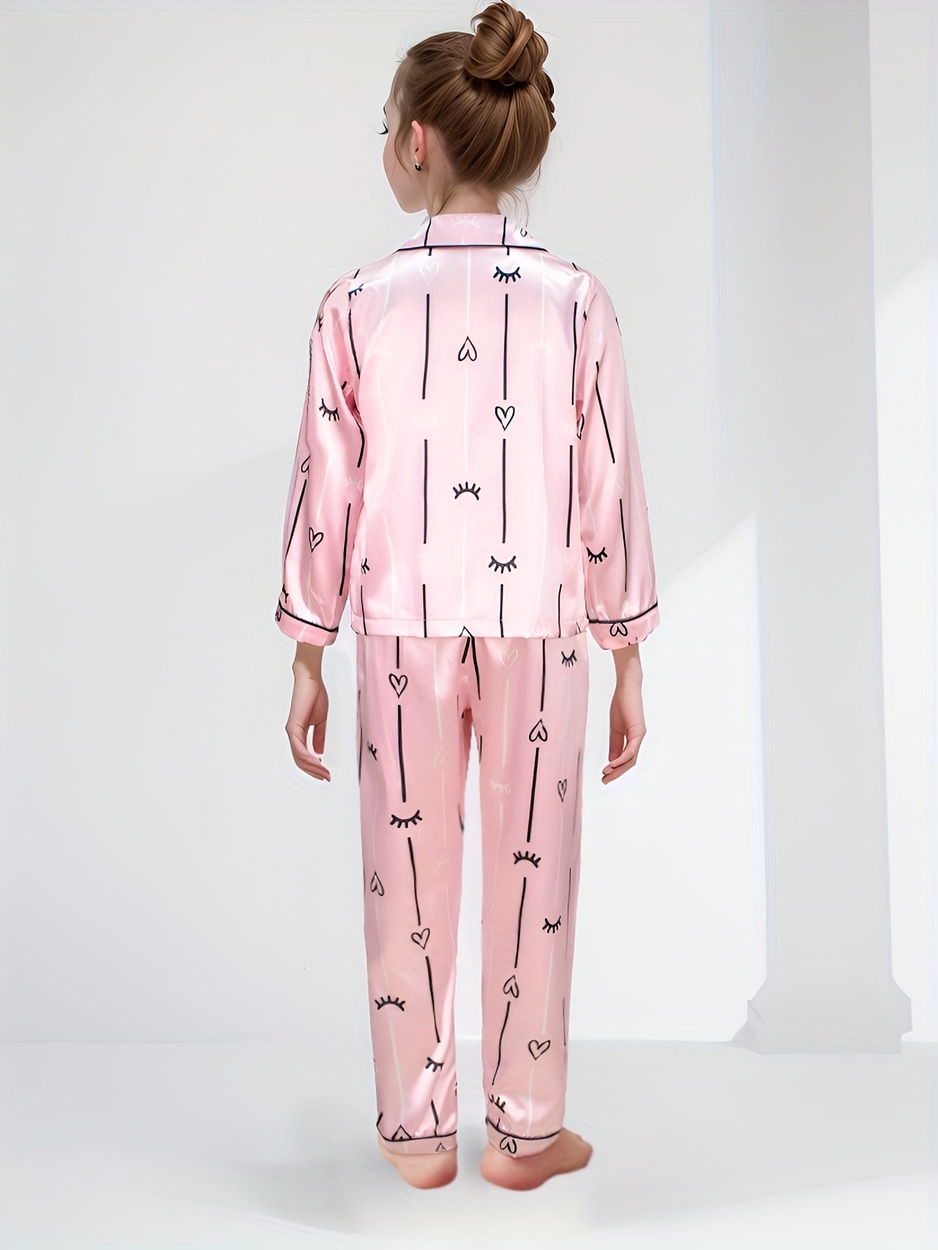 Girls Long Sleeve Pajama Set with Print