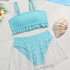 Sun Protection Girls' 2 piece Swimsuit Top & Mesh Shorts Sets