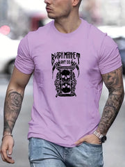 Men's Skull Hourglass Graphic T shirt Casual Stretch Tee