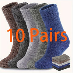 Men's Crew Socks, Winter Thicken Warm Solid Pairs, Autumn