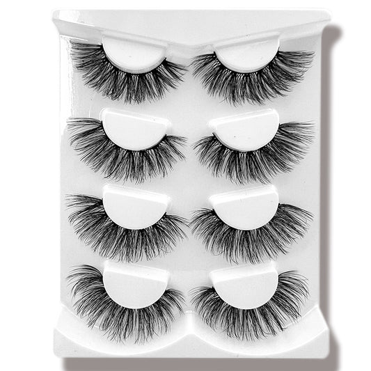 4 Pairs 3D Mink Lashes Bulk Faux With Custom Box Wispy Natural Mink Lashes