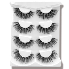 4 Pairs 3D Mink Lashes Bulk Faux With Custom Box Wispy Natural Mink Lashes