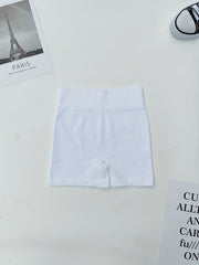 3pcs High Waist Yoga Shorts Rib Knit Plain Butt Lifting Tummy Control Sporty Sho