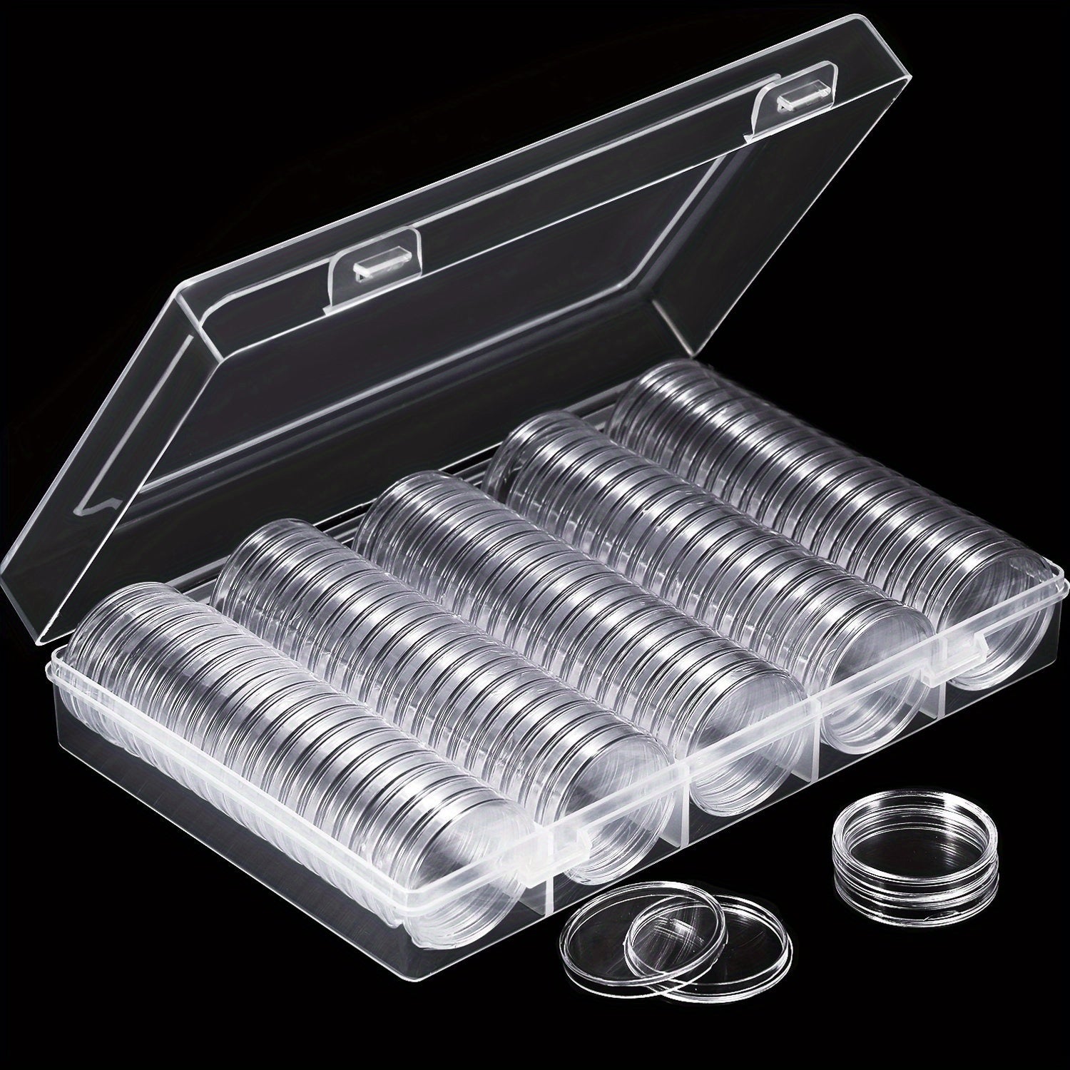 100pcs Coin Storage box 30mm Round Plastic Holder Organizer for Coin Collection