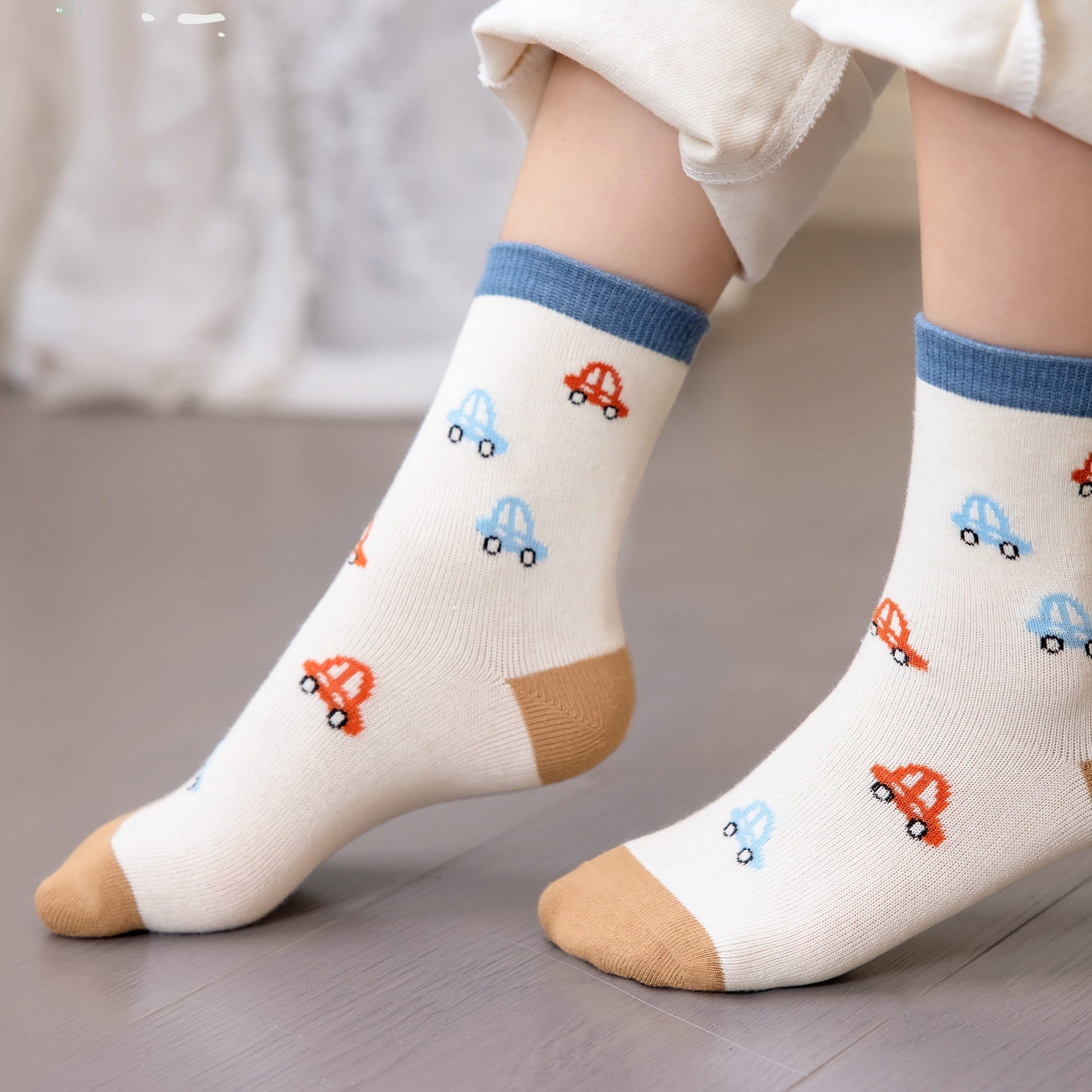 5 Pairs Girls Cartoon Car Socks Kids Students Children's Socks