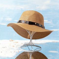 Vintage Sun Hat Khaki Jazz Fedora Cap Straw Hats Outdoor Travel Beach Cap