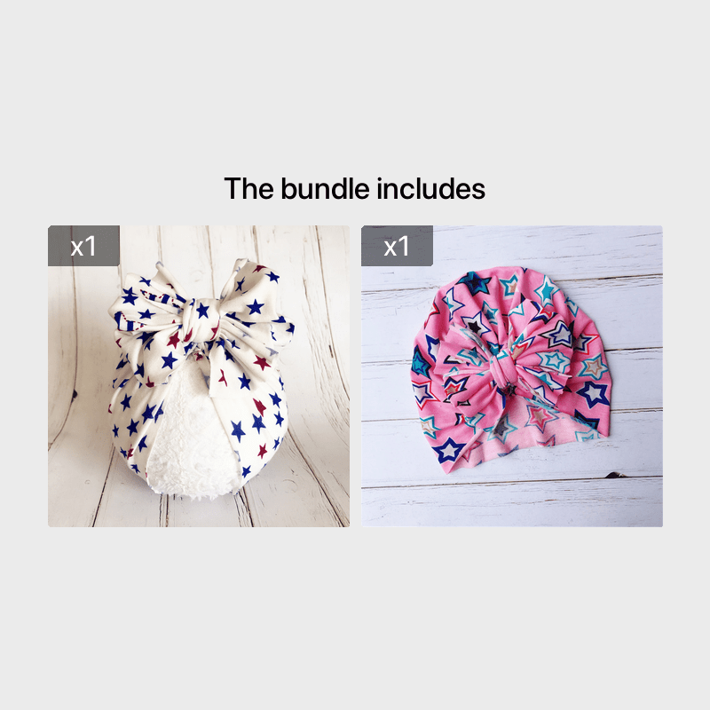 Baby Girls Thermal Bow Hat Star Print Soft Turban Hats