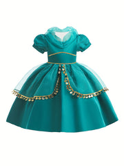 Girls Princess Dress Puff Sleeve Tulle Sequins Halloween Party Dress