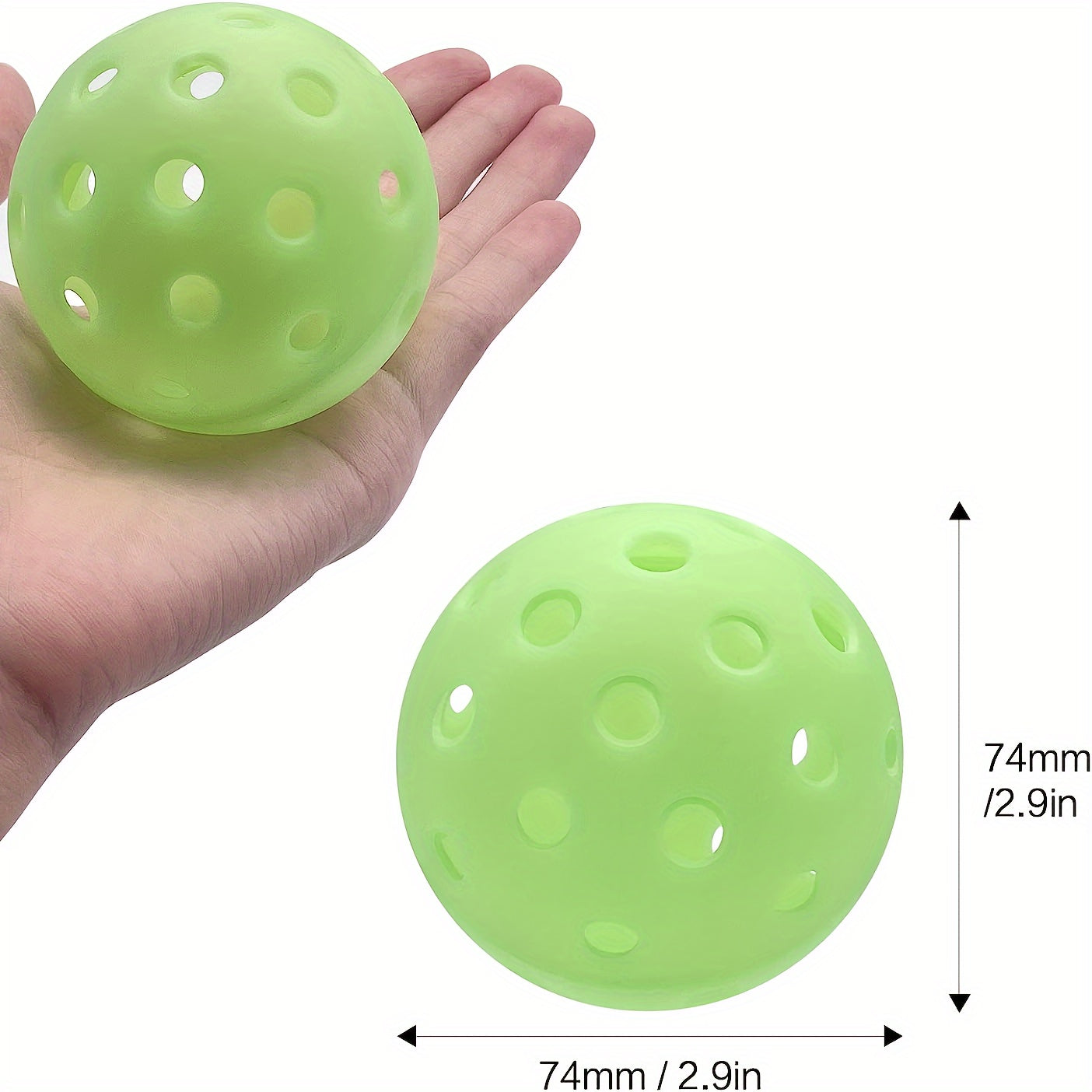 3pcs Luminous Pickleball 40 Holes Outdoor Pickleball With Net Bag