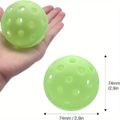 3pcs Luminous Pickleball 40 Holes Outdoor Pickleball With Net Bag