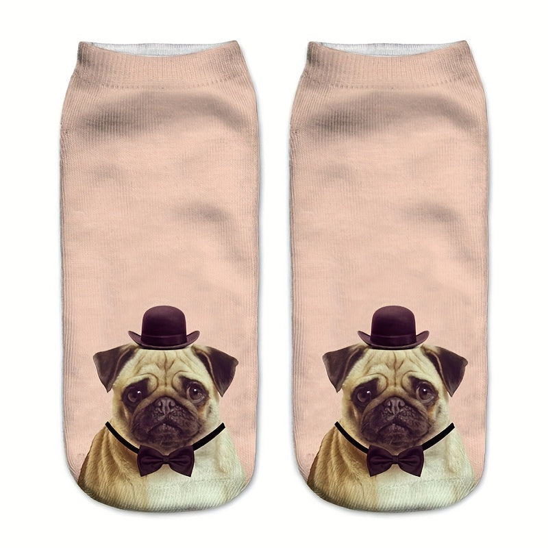 3D Dog Pattern Comfy Low Cut Socks Women's Stockings Hosiery