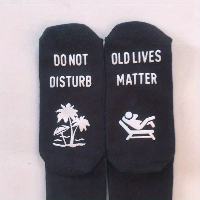 Men's Novelty Non Slip Bottom Rubber Graphic Crew Socks For Autumn Winter