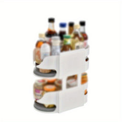 2 Layer Rotating Seasoning Spice Container Turntable Storage Box