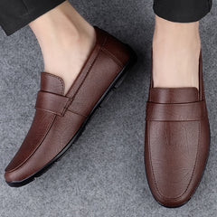 Men's Leather Loafer Shoes Comfortable Slip On Sneakers