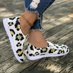 Leopard Print Non slip Sneakers Lightweight & Comfortable Low Top Shoes