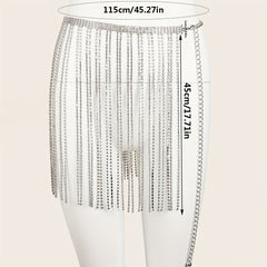 Y2K Rhinestone Tassel Waist Chain Glamorous Belt Dress Decoration