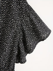 Dot Print Butterfly Sleeve V Neck Smock Mini Dress