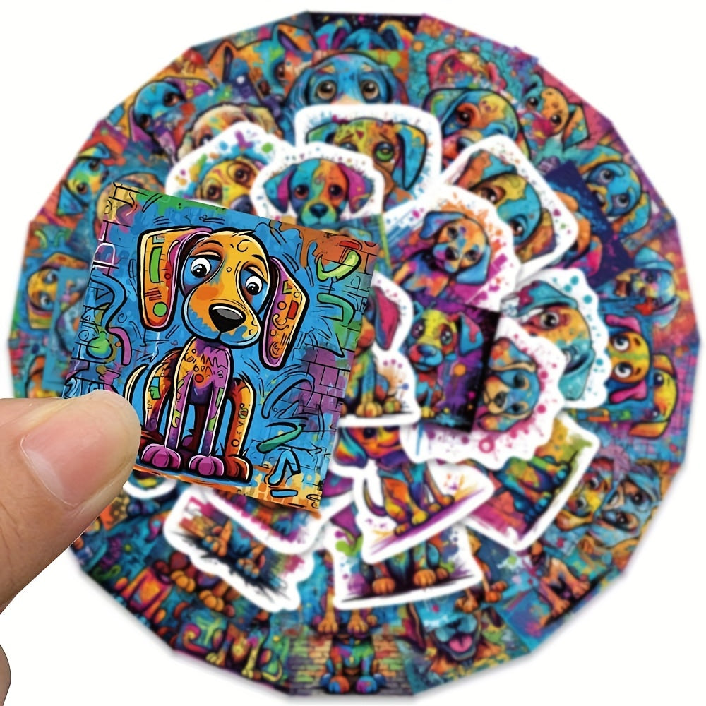 50 PCS Doodle Dog Stickers for Luggage Skateboard Phone Movable DIY Stickers