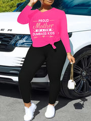 Slogan Print Top & Leggings Set