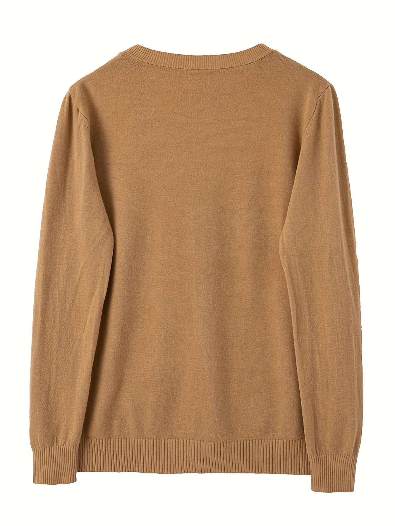Solid Button Front Knit Cardigan Casual Long Sleeve Cardigan