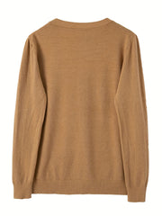 Solid Button Front Knit Cardigan Casual Long Sleeve Cardigan