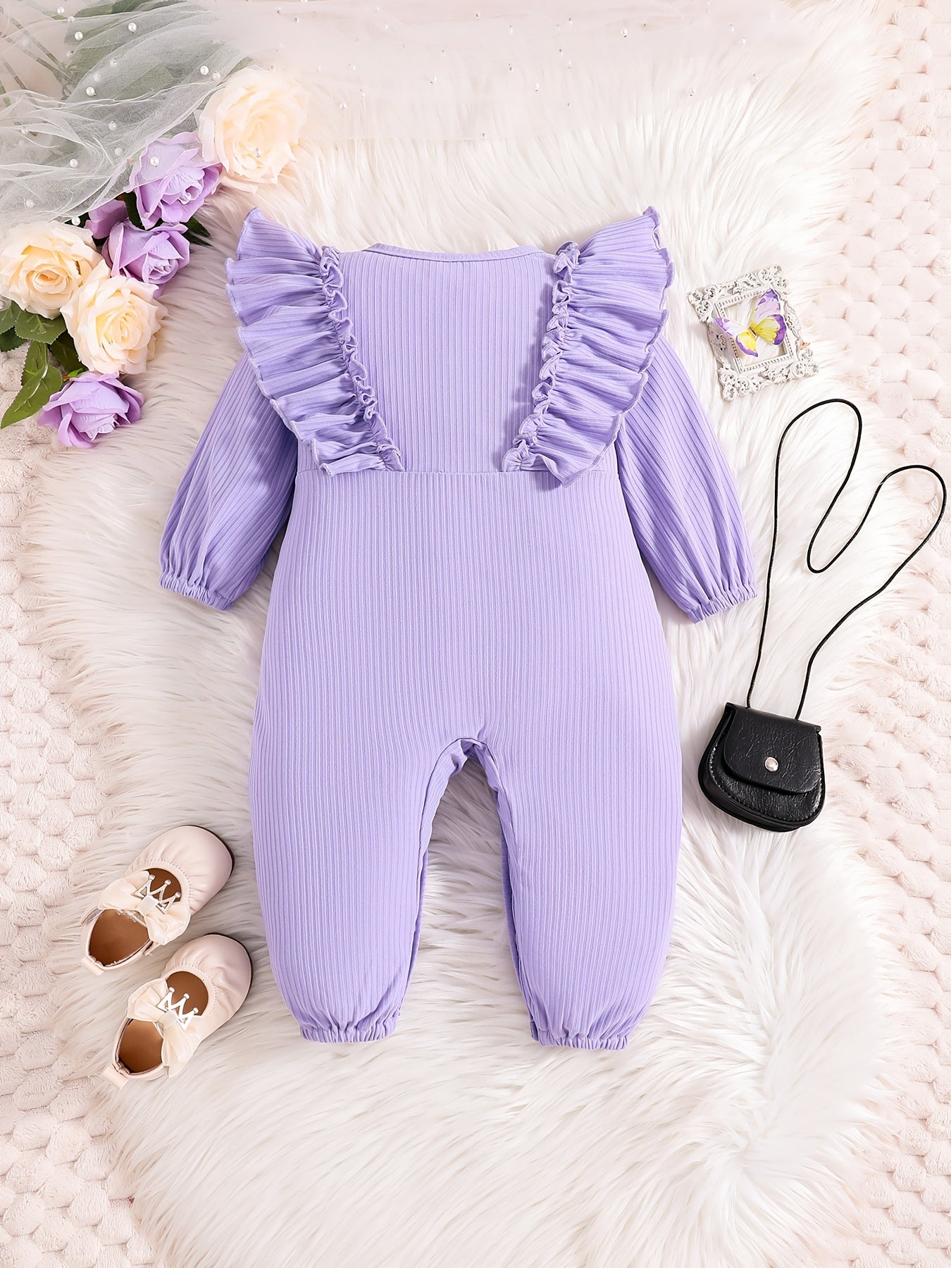 Baby Girls Ruffle Long Sleeve Romper Newborn Jumpsuit