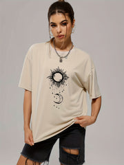 Sun & Moon Print Casual Short Sleeve Tee