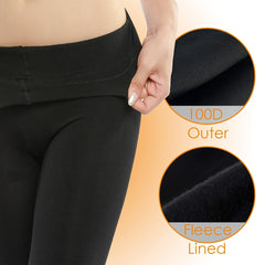 2 Pack Plush Lined Tights Opaque High Waist Thermal Elastic Leggings