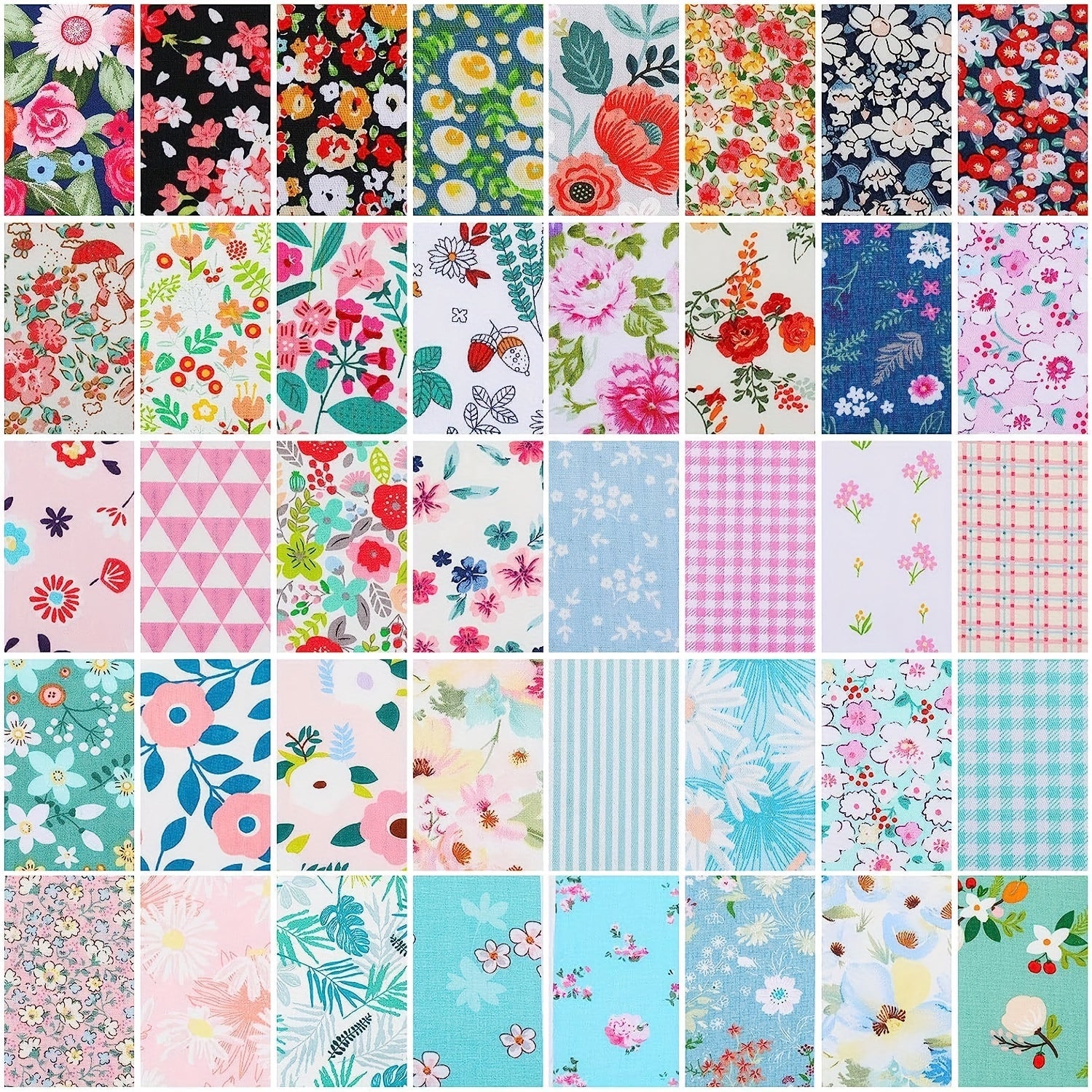 40pcs Patchwork Fabric Multicolor Cotton Sewing Quilting Material DIY