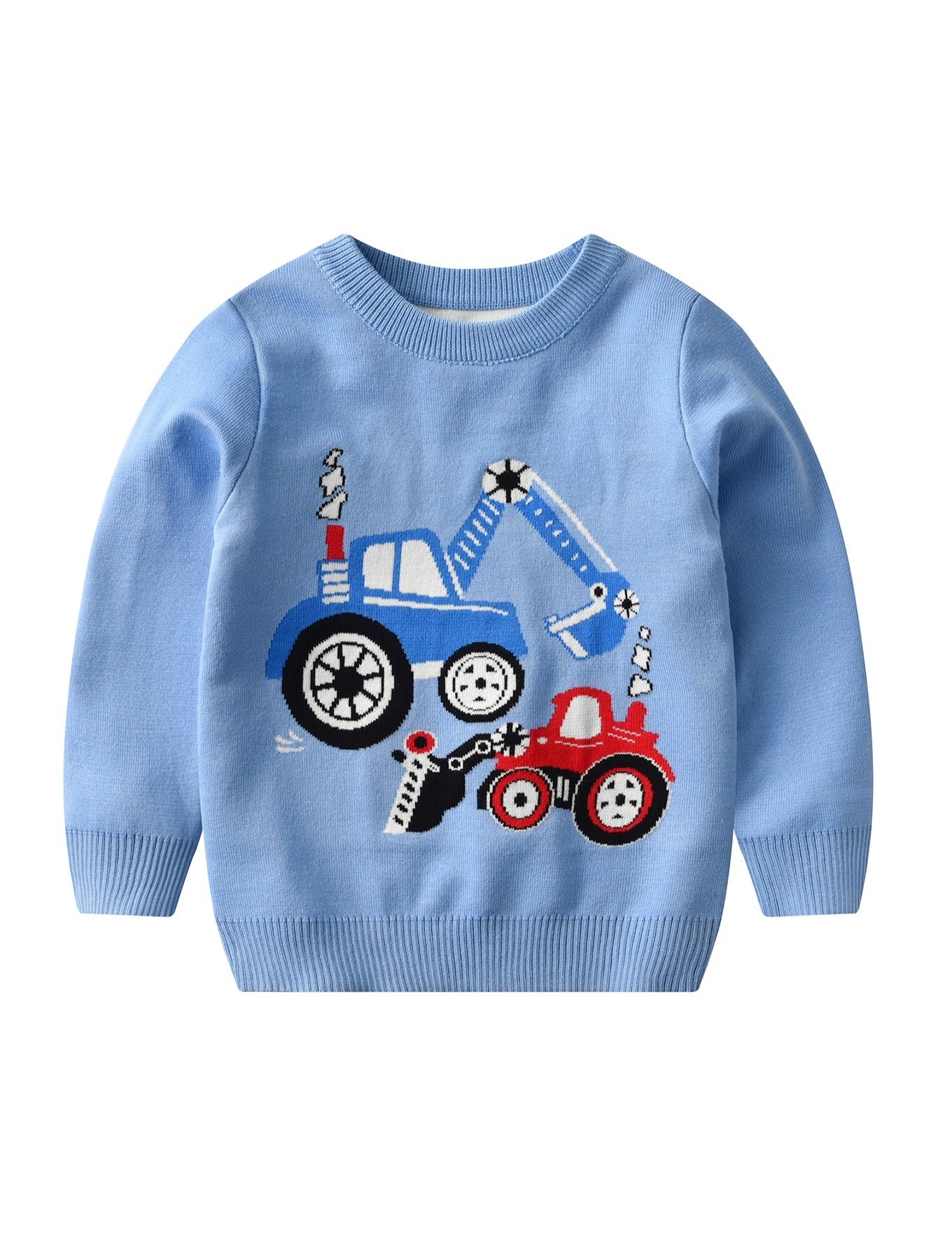 Boys Sweater Cartoon Engineering Vehicle Pattern Knit Pullover