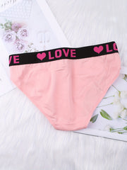 6pcs Letter Tape Bikini Panties Soft & Colorblock Low Waist Intimates Panties