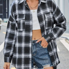 Plaid Print Long Sleeve Button Up Shirt
