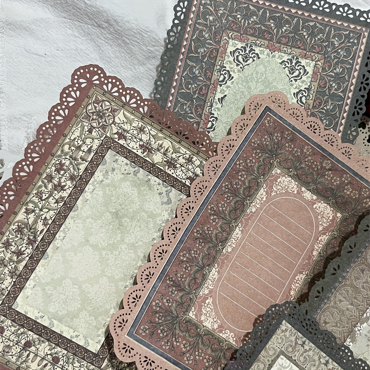 10 Sheets Retro Flower Window Hollow Lace Journal Decorative Paper