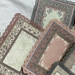 10 Sheets Retro Flower Window Hollow Lace Journal Decorative Paper