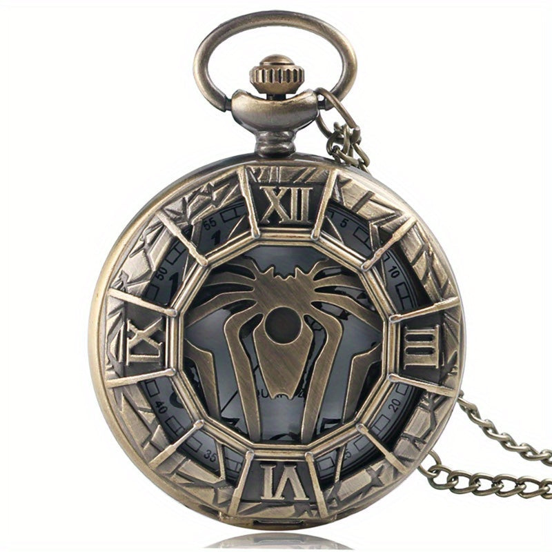 Bronze Spider Pocket Watch Animal Pattern Quartz Thin Chain Gift