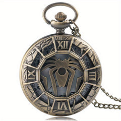 Bronze Spider Pocket Watch Animal Pattern Quartz Thin Chain Gift
