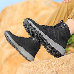 Men's Lace Up High Top Hiking Boots Anti skid PU Leather Shoes