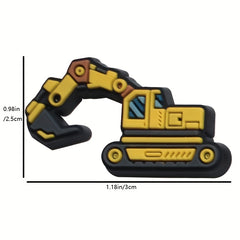 12pcs Engineering Vehicle Shoes Charms for Clogs Jigs Slides Sandals PVC Decor